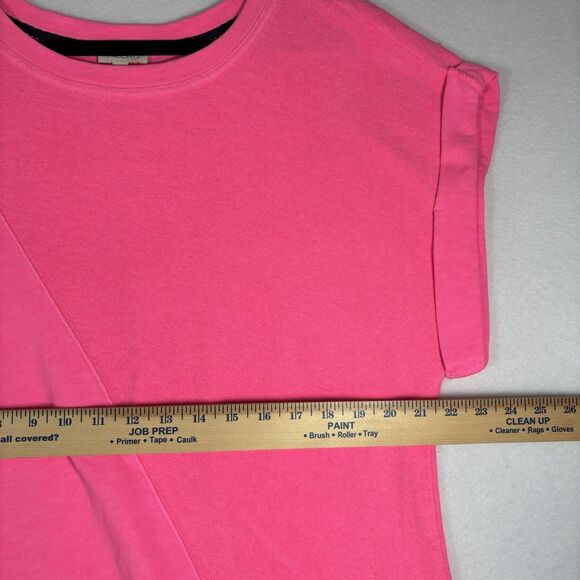 ANTHROPOLOGIE PILCRO Short Sleeve Sweatshirt Tee  Hot Pink 100% Cotton - Picture 4 of 9